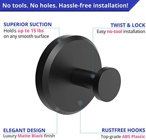 Package of 4 Suction Cup Hooks for Glass Door Mirror