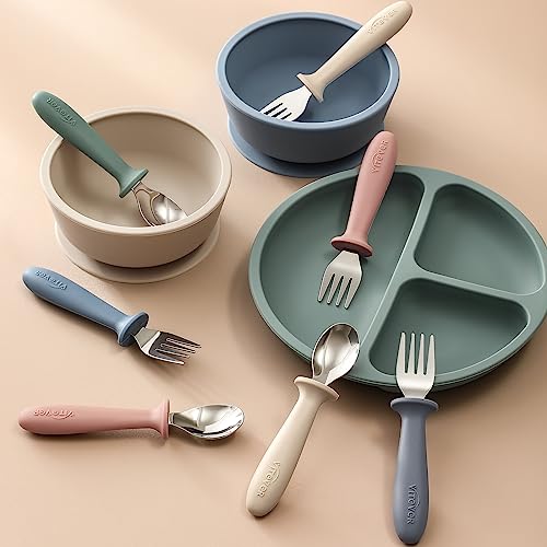 6-Piece Toddler Flatware Set with Silicone Handle for Preschoolers
