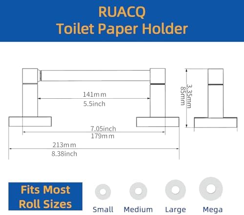 Ruacq Toilet Paper Holder Double Post Pivoting Dial Design Black Modern Bathroom Essential