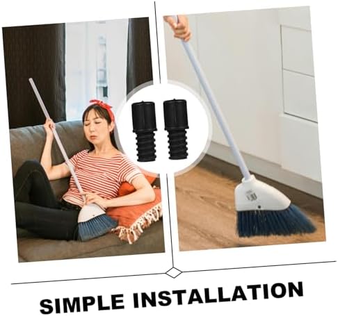 2-Piece Black Plastic Broom Handle Connector