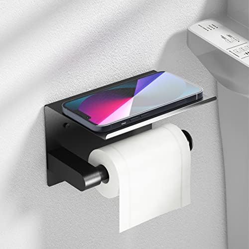 ASTOFLI Black Toilet Paper Holder with Shelf