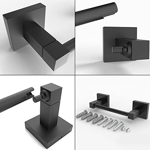 Ruacq Toilet Paper Holder Double Post Pivoting Dial Design Black Modern Bathroom Essential