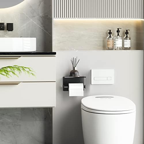 ASTOFLI Black Toilet Paper Holder with Shelf