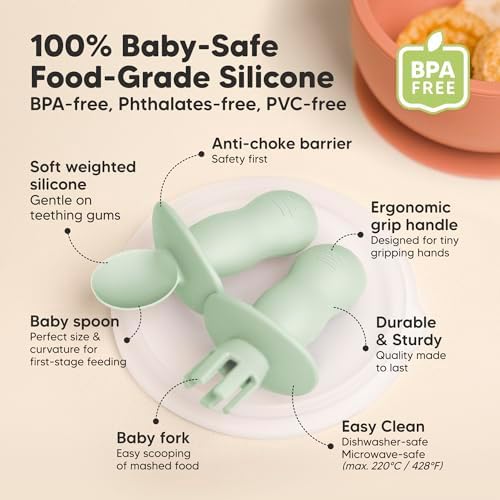 KeaBabies Silicone Baby Set Safe Durable and Perfect for Baby Led Weaning