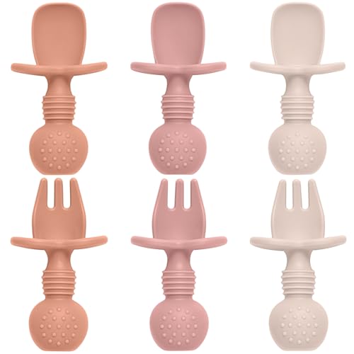 Eascrozn Silicone Baby Spoon and Fork Set
