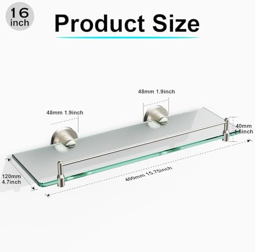 Rust-Resistant Floating Glass Shelf