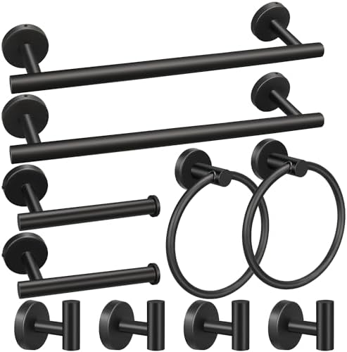 10-Piece Essentials For Your Bathroom Black Bathroom Hardware Set