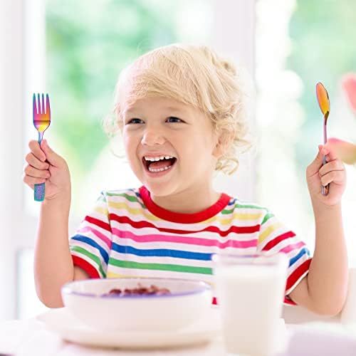 VITEVER 10-Piece Toddler Utensil Set Rainbow Design Stainless Steel