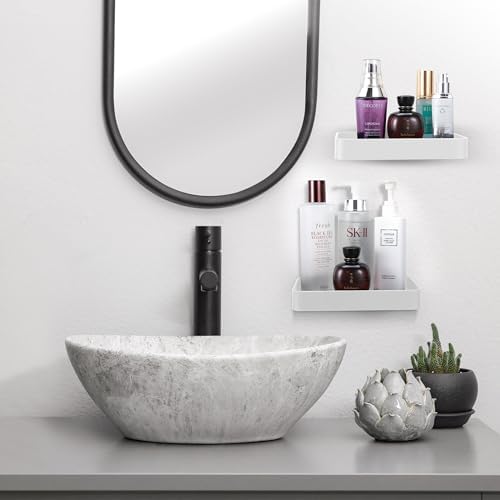 White Floating Wall Organizer for Bathroom