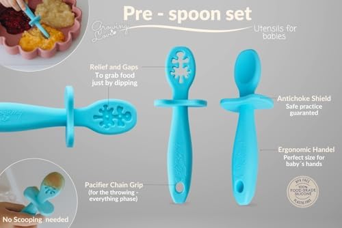 Growing Love Self-Feeding Baby Spoons Silicone with Anti-Choke Shield