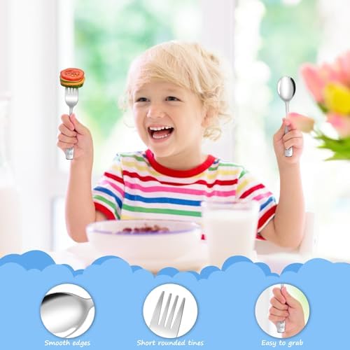 AUOikk 10-Piece Toddler Flatware Set - Kids Utensils Silverware with Ergonomic Handle