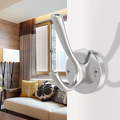 Brushed Nickel Double Wall Hook Set Heavy Duty Towel Coat Hangers