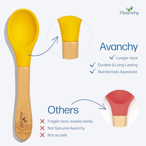 Avanchy Baby Spoons 5 Piece Set with Blue