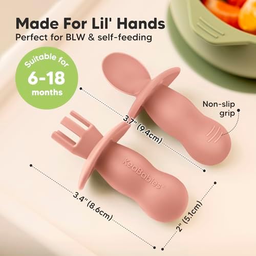 KeaBabies silicone Baby Spoon Set for Learning to Eat