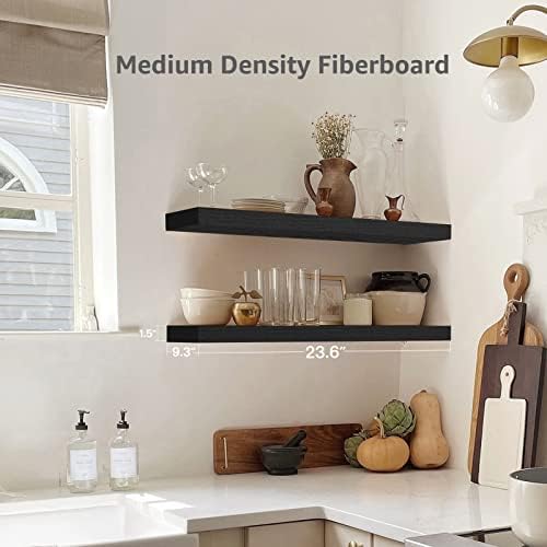 QEEIG 24-Inch Wood Bathroom Shelves Durable Functional for 2 Sets