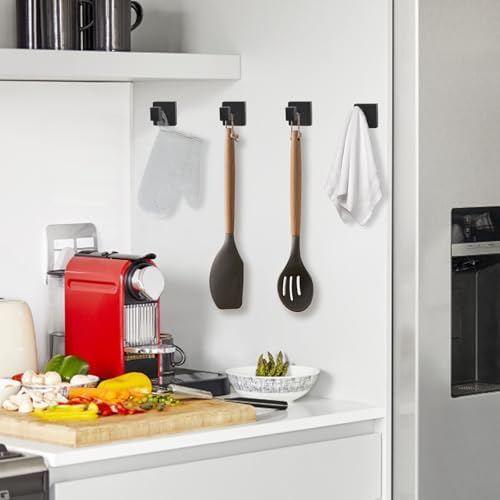 6-Pack Bathroom Towel Hooks Matte Black Stainless Steel Easy Installation