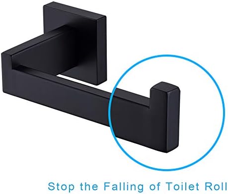 Stainless Steel Matte Black Toilet Paper Holder Rustproof Easy to Mount
