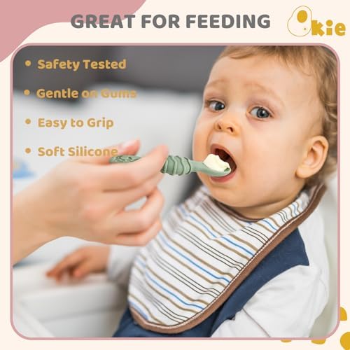 4-Piece Silicone Baby Spoons Lollipop Pink Safe for Infants Toddlers