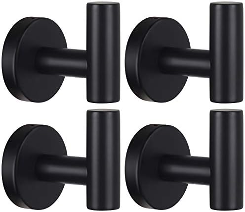 4-Piece Stainless Steel Towel Hook 25x22x22inch glossy black bathroom bedroom essential