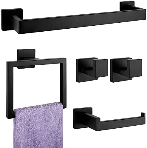 5-Piece Matte Black Bathroom Hardware Set 1