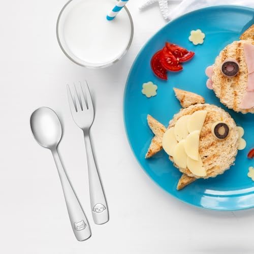 DRKIO Stainless Steel Toddler Utensils Set for Fun and Safety