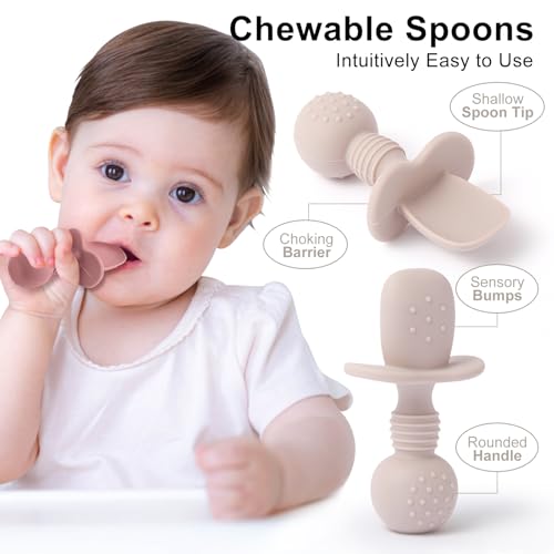 Eascrozn Silicone Baby Spoon and Fork Set