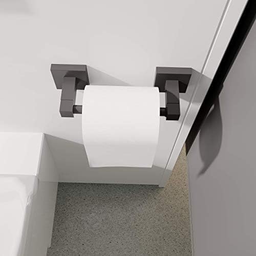 Ruacq Toilet Paper Holder Double Post Pivoting Dial Design Black Modern Bathroom Essential
