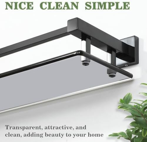 Alise Small Bathroom Wall shelf Matte Black with Stainless Steel Railing