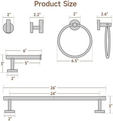 USHOWER Matte Black Bathroom Hardware Set for Modern Bathrooms
