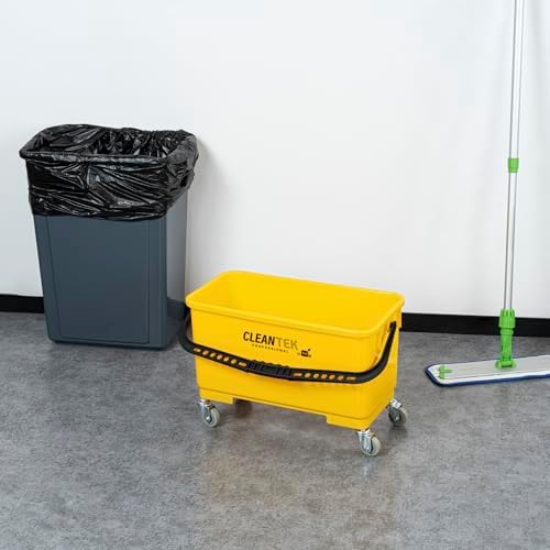 Restaurantware 25-Quart Mop Bucket with 4-Wheeler Casters and Sieve Yellow