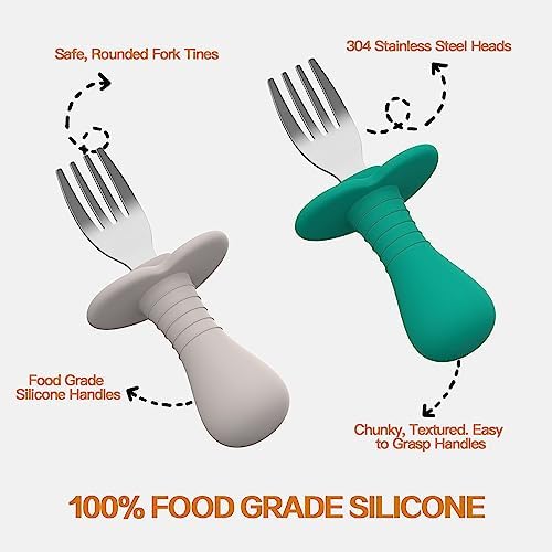 High-Quality Baby for Toddlers BPA-FreeSilverware Set with Silicone Handle