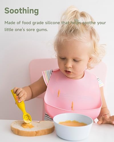 4-Pack silicone baby spoons for teething and self-feeding