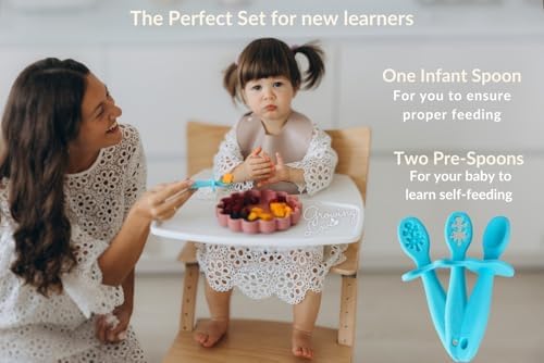 Growing Love Self-Feeding Baby Spoons Silicone with Anti-Choke Shield