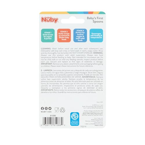 Nuby Babys First Wooden Spoons 3-Pack 6 Months