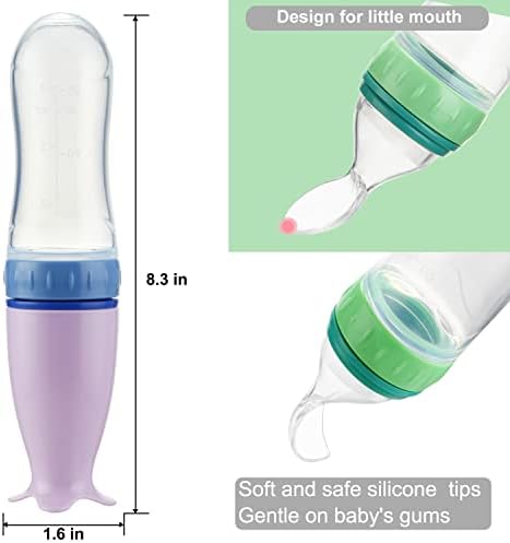 PandaEar 2 Pack Baby Food Spoon Disperner 2 Silicone Baby Spoons