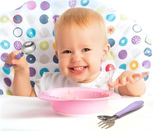Chillout Life Toddler Utensils Set with Silicone Handles for Safe Self-Feeding