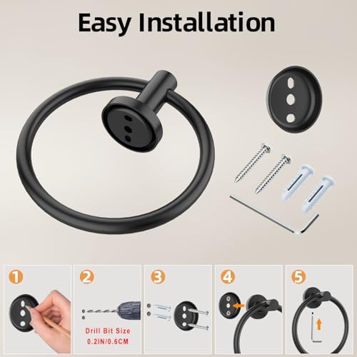 Matte Black 2-Pack Stainless Towel Rings