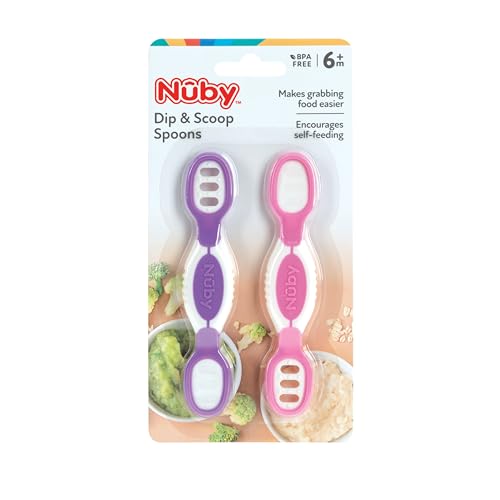 Nuby Dip Scoop Spoons 2-Pack Baby Led Weaning 6 Months Engaging Safe