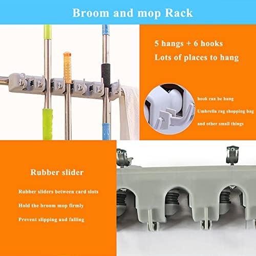 Sturdy Standing Broom and Mop Holder with Durable Steel Drip Tray