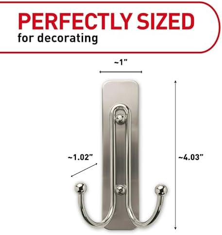 Secure Double Bathroom Wall Hook with Adhesive Strip