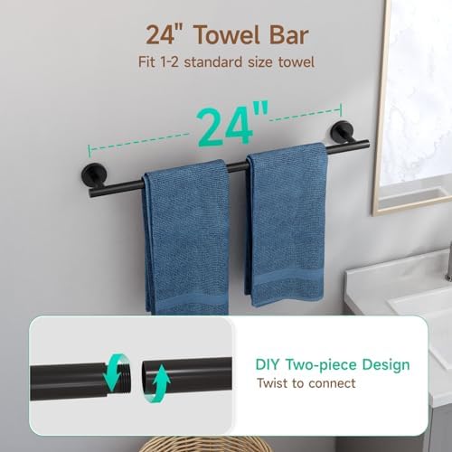 USHOWER Matte Black Bathroom Hardware Set for Modern Bathrooms