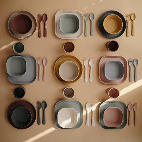 Mushie Flatware Set for Kids Sage Colors