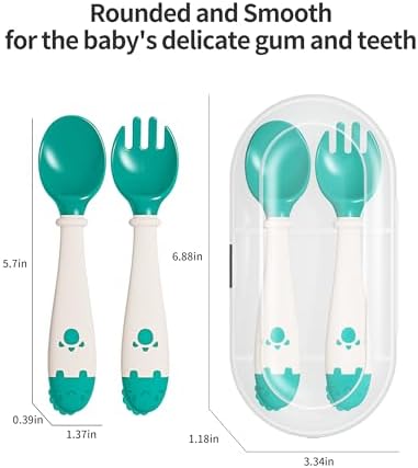 Deejoy Toddler Utensils Self-feeding Flatware Set with Travel Case
