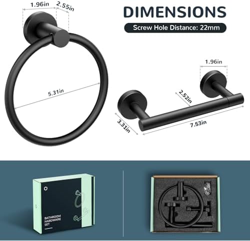 FORIOUS Matte Black Stainless Steel Double Post Pivoting Toilet Paper Holder