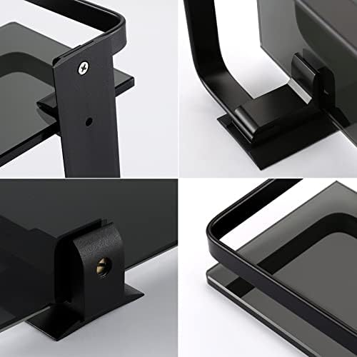 Bathkens 2-Tier Glass Shelf Black with Aluminum Frame