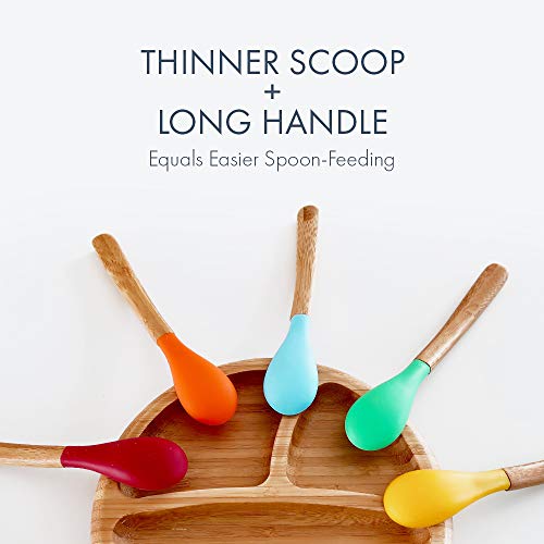 Avanchy Bamboo Silicone Baby Feeding Spoon Safe Ergonomic BPA-Free