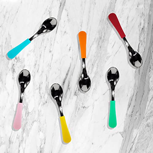 Avanchy Baby Spoons Set Stainless Steel and Silicone for 4-Month Babies