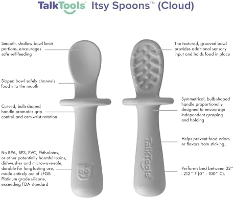 Exclusive TalkTools ITSY Tiny Silicone Spoons Twin Pack for Kids Toddlers