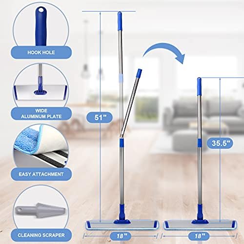 18 Professional Microfiber Mop Clean Hard Surfaces Effortlessly