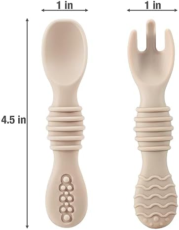 PandaEar 6 Pack Silicone Baby Spoons Forks